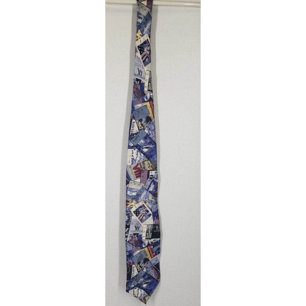 Team NFL League Football Tie Blue Super Bowl Ticket Silk Made In USA Vintage